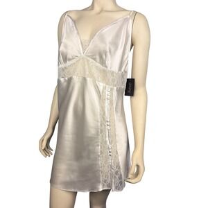 Fredericks of Hollywood Large White Satin Lace Slip Dress NWT Wedding Date Night
